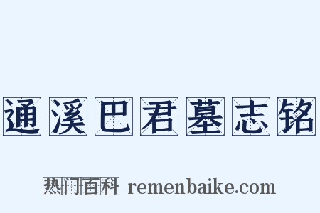 通溪巴君墓志铭是什么意思的图片